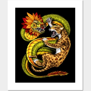 Aztec Jaguar vs Quetzalcoatl Posters and Art